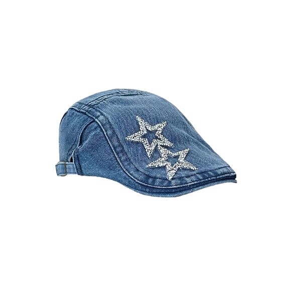 6642 Jeans Denim Cowboy Hat For Women Y2k Crystal Star Washed Bucket